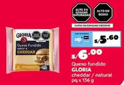 Plaza Vea Gloria queso fundido cheddar / natural pq oferta