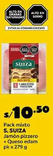 Plaza Vea S. suiza pack mixto jamón pizzero + queso edam pk oferta