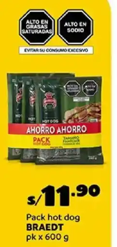 Plaza Vea Braedt pack hot dog pk oferta