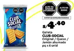 Plaza Vea Club-social galleta original queso / jamón ahumado pq oferta
