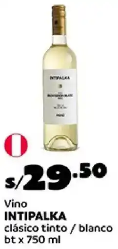 Plaza Vea Intipalka vino clásico tinto / blanco bt oferta