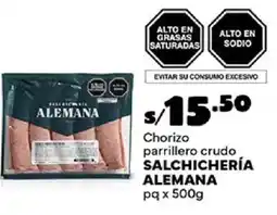 Plaza Vea Salchichería alemana chorizo parrillero crudo oferta