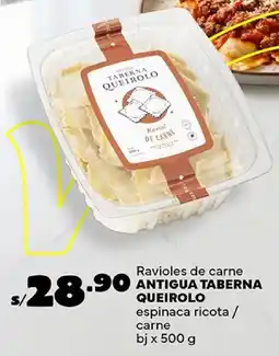 Plaza Vea Antigua taberna queirolo ravioles de carne espinaca ricota/ carne oferta