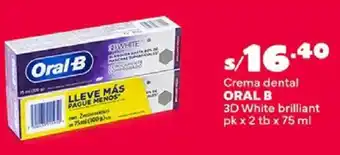 Plaza Vea Oral B crema dental 3d white brilliant oferta