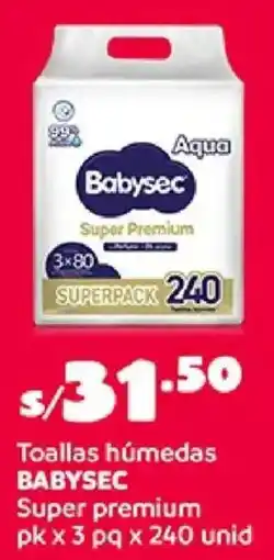 Plaza Vea Babysec toallas húmedas super premium oferta