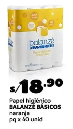 Plaza Vea Balanzé básicos papel higiénico naranja pq oferta