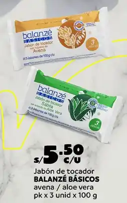Plaza Vea Balanzé básicos jabón de tocador avena / aloe vera oferta