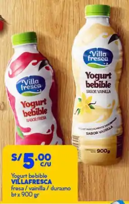 Mass Villafresca yogurt bebible fresa/vainilla/durazno bt oferta