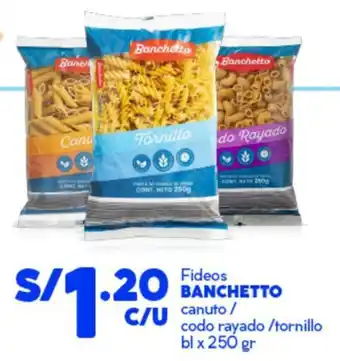Banchetto fideos canuto/ codo rayado/tornillo bl