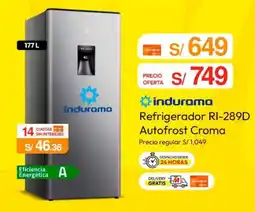 Metro Indurama refrigerador RI-289D autofrost croma oferta