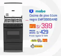 Metro Mabe cocina de piso negro EMP2000AND oferta