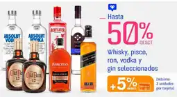Metro Whisky, pisco, ron, vodka y gin seleccionados oferta