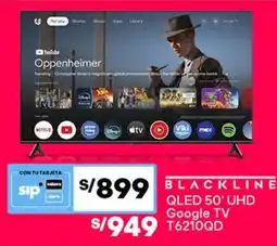Plaza Vea Blackline QLED 50" UHD Google TV oferta