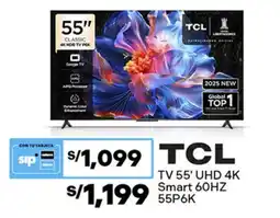 Plaza Vea TCL 55" UHD 4K Smart TV oferta