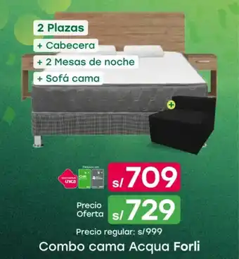 Forli Acqua cama + cabecera + 2 mesas de noche + sofá cama