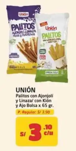 MaxiAhorro Unión palitos con ajonjoli y linaza / con kión y ajo bolsa oferta