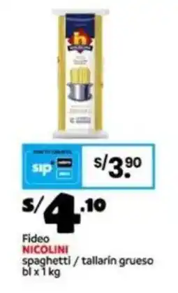 Plaza Vea Nicolini fideo spaghetti/tallarin grueso bl oferta