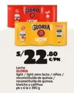 Plaza Vea Gloria leche light/light zero lacto/ niños/ reconstituida de quinua / reconstituida de quinua, kiwicha y cañihua oferta