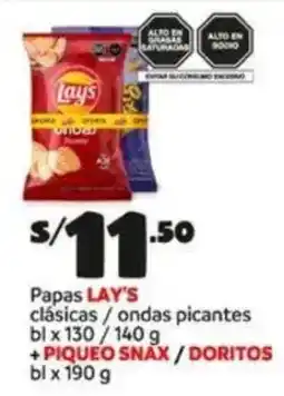 Plaza Vea Lay's papas clásicas / ondas picantes bl oferta