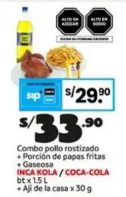 Plaza Vea Inca kola/coca-cola bt combo pollo rostizado oferta