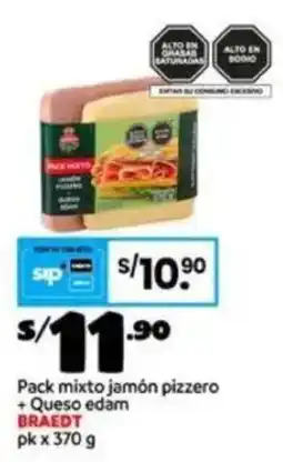 Plaza Vea Braedt pack mixto jamón pizzero +queso edam pk oferta