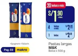 Makro M&k pastas largas bolsa oferta