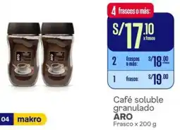 Makro Aro café soluble granulado frasco oferta