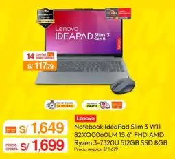 Metro Lenovo notebook IdeaPad slim 3 W11 oferta
