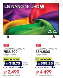 Hiraoka Lg nano 4k uhd ai 75" oferta
