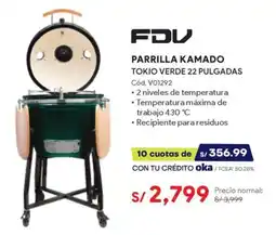 Hiraoka Fdv parrilla kamado tokio verde oferta
