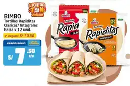 MaxiAhorro Bimbo tortillas rapiditas clásicas/ integrales bolsa oferta