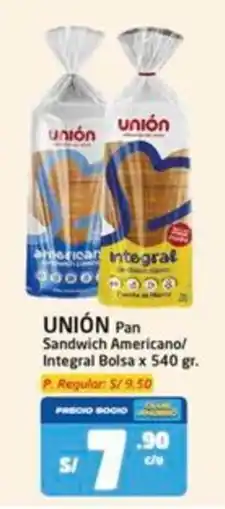MaxiAhorro Unión pan sandwich americano/ integral bolsa oferta
