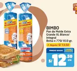MaxiAhorro Bimbo pan de molde extra grande xl blanco/ integral bolsa oferta