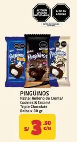 MaxiAhorro Pingüinos pastel relleno de crema/ cookies & cream/ triple chocolate bolsa oferta