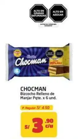 MaxiAhorro Chocman bizcocho relleno de manjar pqte. oferta