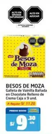 MaxiAhorro Besos de moza galleta de vainilla bañada en chocolate relleno de crema caja oferta