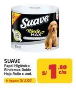 MaxiAhorro Suave papel higiénico rindemax doble hoja rollo oferta