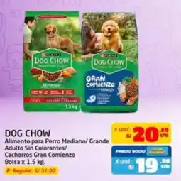 MaxiAhorro DOG CHOW Alimento para Perro Mediano/ Grande Adulto Sin Colorantes/ Cachorros Gran Comienzo Bolsa oferta