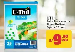 MaxiAhorro Uthil bolsa transparente zipper mediana pqte. oferta