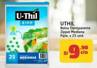 MaxiAhorro Uthil bolsa transparente zipper mediana pqte. oferta