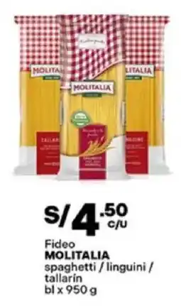 Plaza Vea Molitalia fideo spaghetti/linguini / tallarin bl oferta