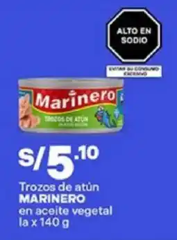 Plaza Vea Marinero trozos de atún en aceite vegetal la oferta