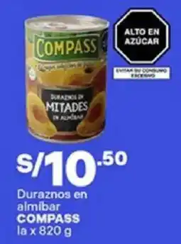 Plaza Vea Compass duraznos en almíbar la oferta