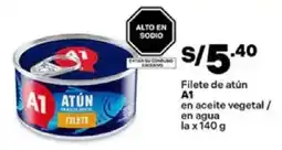 Plaza Vea Filete de atún A1 en aceite vegetal / en agua la oferta