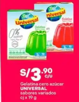 Plaza Vea Universal gelatina cero azúcar sabores variados cj oferta