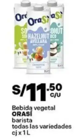 Plaza Vea Orasí bebida vegetal barista todas las variedades oferta