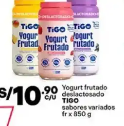 Plaza Vea Tigo yogurt frutado deslactosado sabores variados oferta