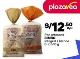Plaza Vea Bimbo pan artesano integral/blanco bl oferta