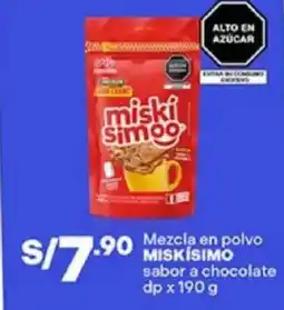 Plaza Vea Miskísimo mezcla en polvo sabor a chocolate dp oferta