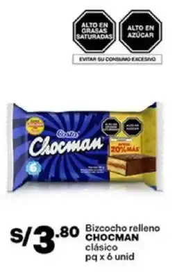 Plaza Vea Chocman bizcocho relleno clásico oferta